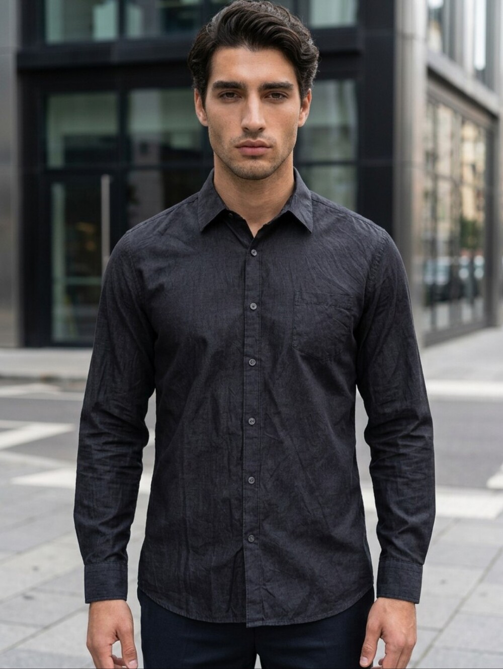 Claiborne Men's Black Button-Up Dress Shirt